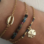 Clover Gold Stainless Steel Bracelets | Women's Bracelet | Golden Bracelet | Gift idea | Lucky Charm | Dollar Bracelet | Gift Jewelry palm tree bracelet, shell bracelet, Heishi bracelet - Bracelet - British D'sire