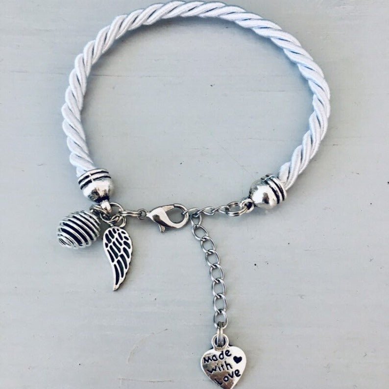 Clover Gray Women's Bracelet with Angel Wing Pendant and Perfume Pearl | Gift Jewelry | Lucky Bracelet - Bracelet - British D'sire