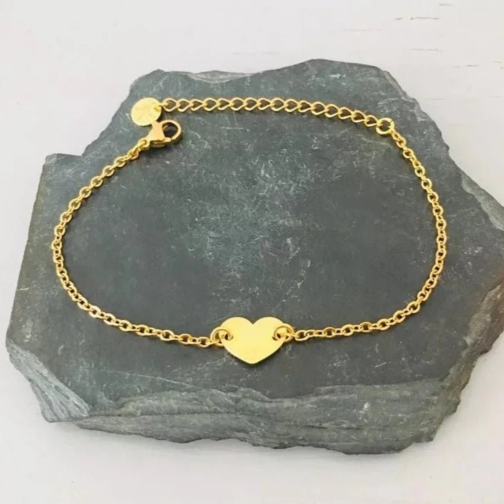 Clover Heart Bracelet Gilded with Fine 24K Gold | Women's Bracelet | Gift idea | Gift Jewelry | Heart Jewel | Gold Bracelet | Gold Heart Bracelet - Bracelet - British D'sire