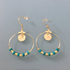 Clover Heishi Hoop Earrings | Golden Hoop Earrings in Stainless Steel and Gold | Turquoise Heishi Pearls | Women's jewelry | Gift Jewelry | Women's gift - Earrings - British D'sire