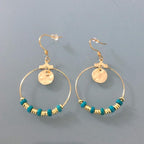 Clover Heishi Hoop Earrings | Golden Hoop Earrings in Stainless Steel and Gold | Turquoise Heishi Pearls | Women's jewelry | Gift Jewelry | Women's gift - Earrings - British D'sire