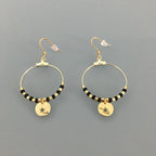 Clover Hoop Earrings with Golden Star and Black Pearls | Jewelry for women, golden creoles - Earrings - British D'sire