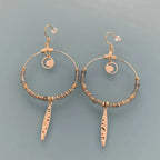 Clover Labradorite Bohemian Creole Earrings with Tassels and Pearls - Earrings - British D'sire