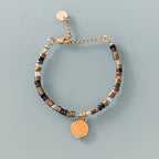 Clover Lapis Lazuli Bracelet and Pink Winds | Gourmet Women Bracelet Magic Natural Stones and 24K Heishi Beads | Gold Bracelet | Gift jewelry - Bracelet - British D'sire