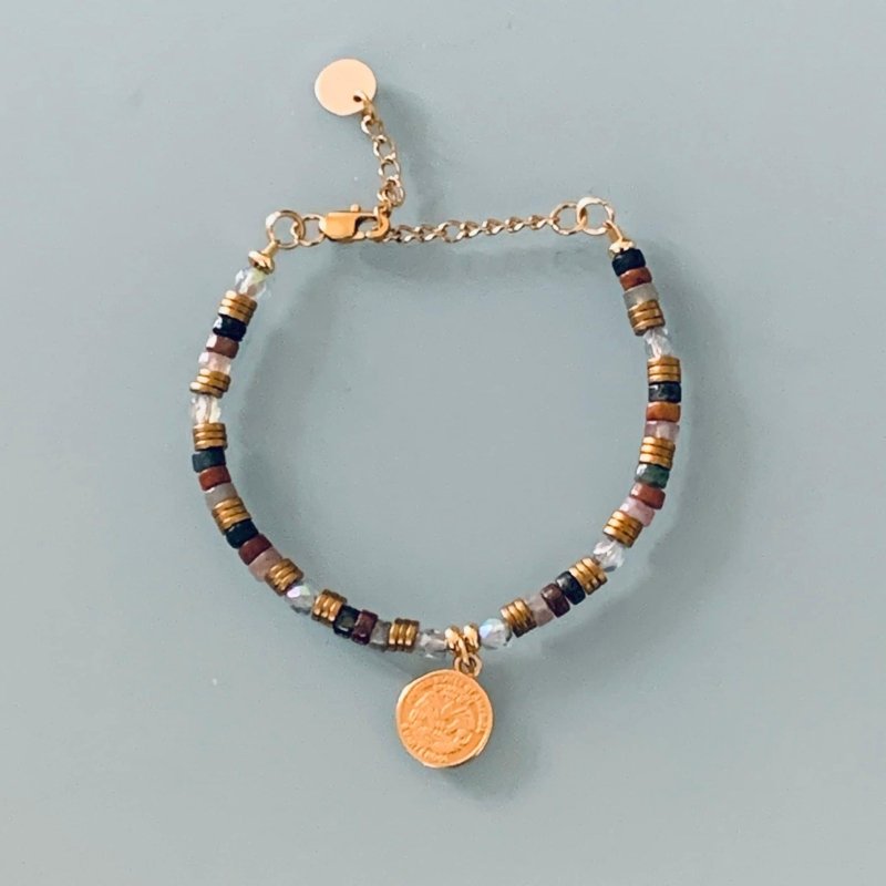 Clover Lapis Lazuli Bracelet and Pink Winds | Gourmet Women Bracelet Magic Natural Stones and 24K Heishi Beads | Gold Bracelet | Gift jewelry - Bracelet - British D'sire