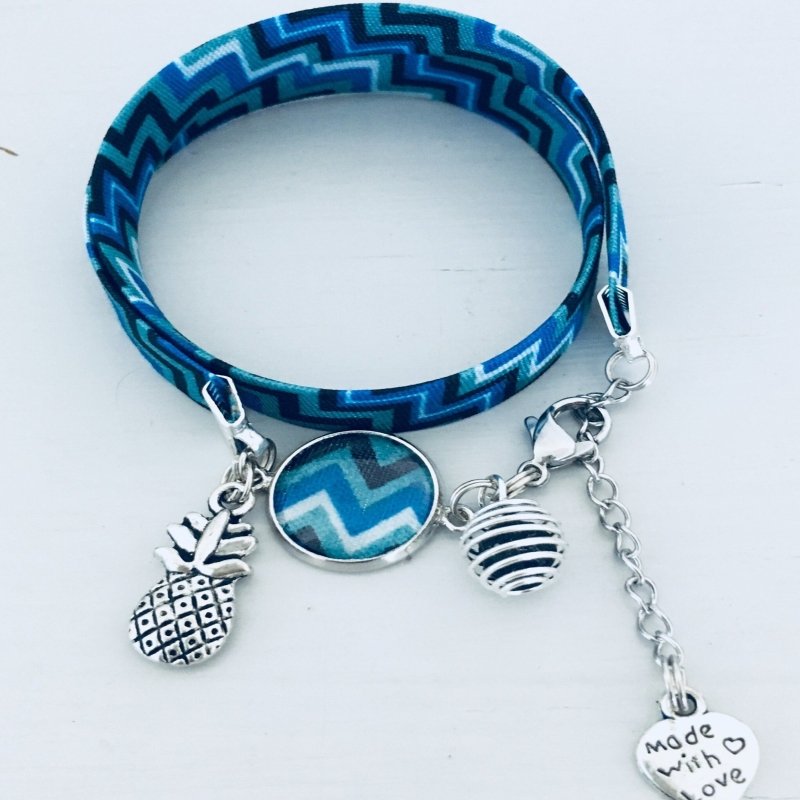 Clover Liberty Blue Pineapple Women's Bracelet With Scented Pearl | Pineapple Bracelet | Blue Bracelet | Liberty Jewelry | Flower Bracelet | Christmas Gift - Bracelet - British D'sire Main image