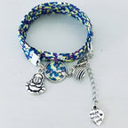Clover Liberty Bracelet | Bracelet to Perfume in Blue Floral Liberty Fabric | Buddhist Bracelet | Blue Bracelet | Liberty Jewelry | Flower Bracelet Women's Jewelry - Bracelet - British D'sire