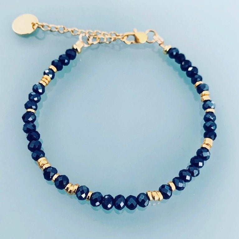 Clover Midnight Blue Beads Bracelet | Women's Gourmet Bracelet | Magical Natural Stones and 24K Gold-Plated Heishi Beads | Gold Bracelet - Bracelet - British D'sire Main image