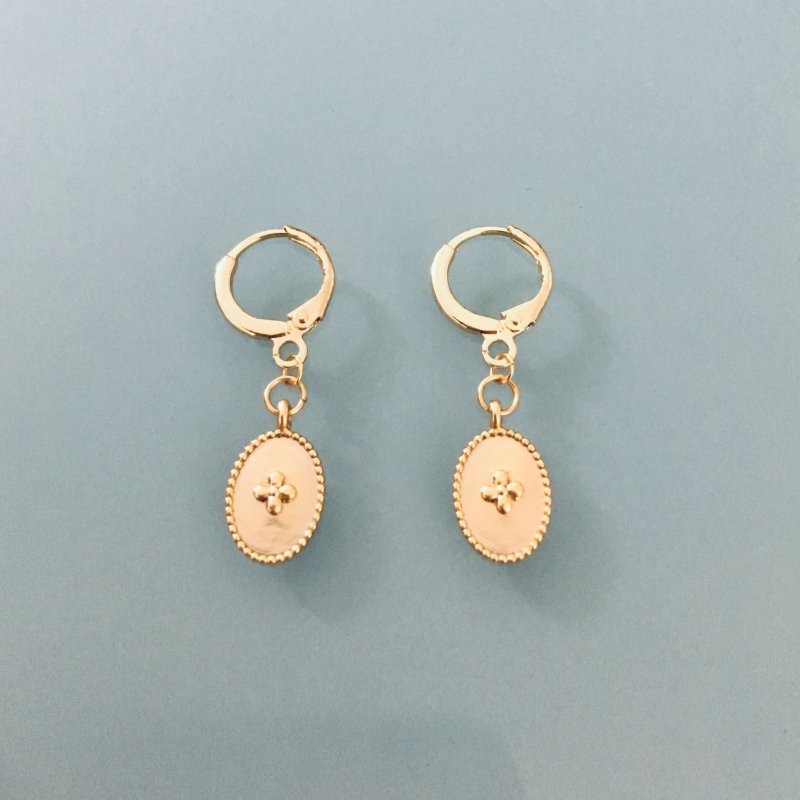 Clover Mini Cross Creoles | Small Golden Cross Hoop Earrings | Jewelry for Women | Golden Creoles | Golden Jewelry | Gift Jewelry | Women's Gift | Jewelry - Earrings - British D'sire Main image