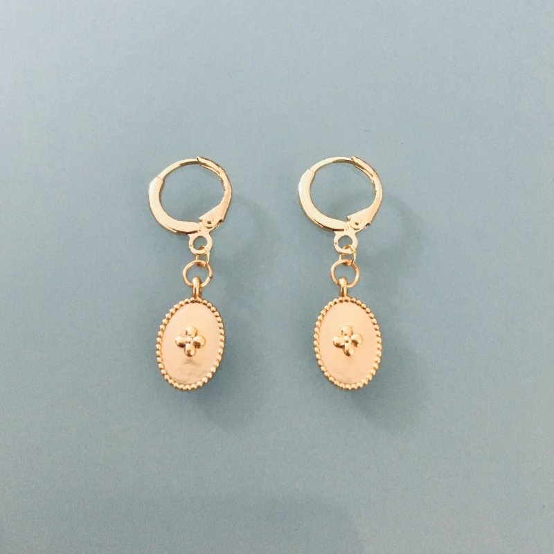 Clover Mini Cross Creoles | Small Golden Cross Hoop Earrings | Jewelry for Women | Golden Creoles | Golden Jewelry | Gift Jewelry | Women's Gift | Jewelry - Earrings - British D'sire