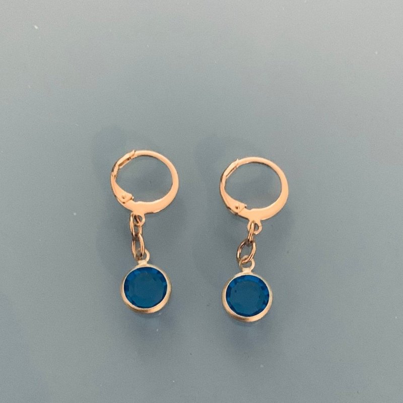 Clover Mini Sapphire Hoop Earrings | Small Golden Sapphire Hoop Earrings | Women's Jewelry | Golden Hoop Earrings | Women's Gift Jewelry | Christmas Gift - Earrings - British D'sire Main image