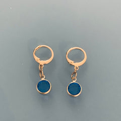 Clover Mini Sapphire Hoop Earrings | Small Golden Sapphire Hoop Earrings | Women's Jewelry | Golden Hoop Earrings | Women's Gift Jewelry | Christmas Gift - Earrings - British D'sire