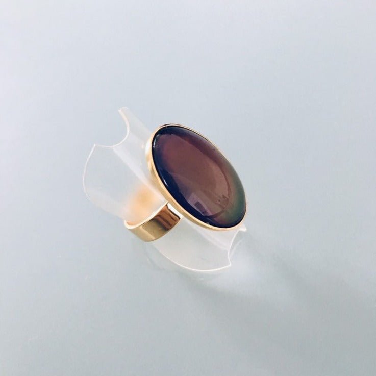 Clover Mood Ring in Gold Plated Stainless Steel | Golden Ring | Color Changing Ring | Golden Women's Ring | Lucky Ring - Rings - British D'sire