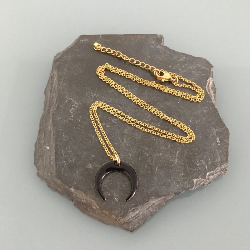 Clover Moon Necklace | Horn Necklace | Golden Moon Necklace | Women's Gift Jewelry | Gift Idea - Necklace - British D'sire Main image