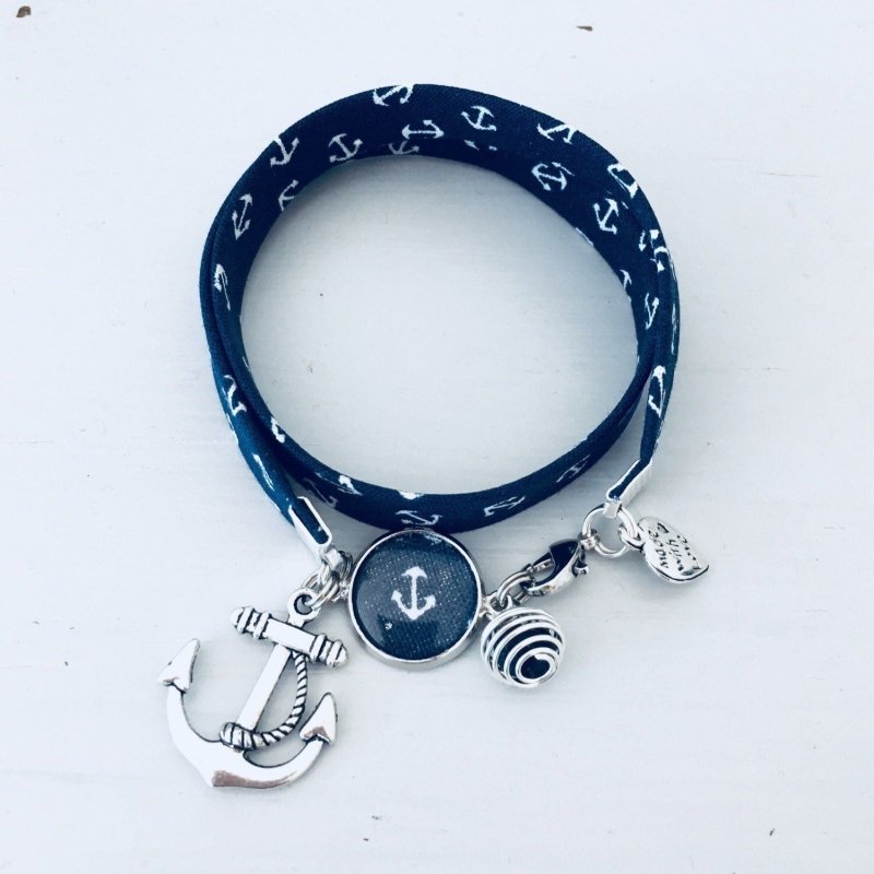 Clover Navy blue Liberty Women's Bracelet with Anchor and Pearl Perfume | Anchor Jewel Liberty Bracelet | Gift idea | Bracelet | Jewelry Gifts - Bracelet - British D'sire