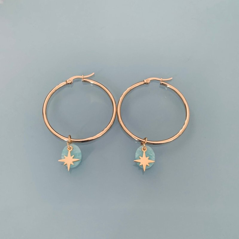 Clover North Star Hoop Earrings | Women's Jewelry | Gift Jewelry | Gift Idea - Earrings - British D'sire Main image