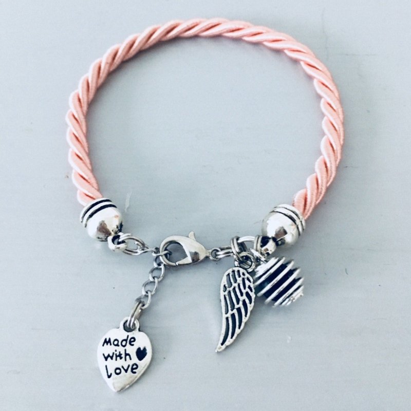 Clover Pink Bracelet with Angel Wing Pendant | Jewelry | Lucky Bracelet | Women's Gift - Bracelet - British D'sire Main image