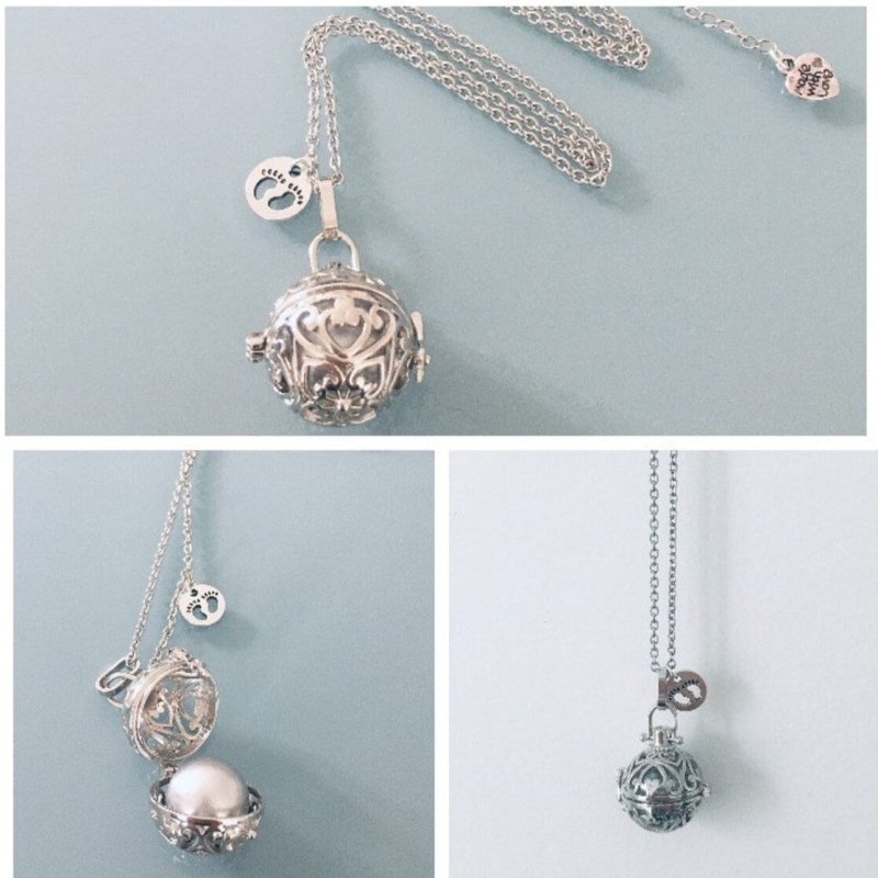 Clover Pregnancy Bola | Pregnancy Bola Necklace with Sonic Bead and Silver Pendant | Gift Jewelry | Gift Idea | Mother to Be Jewel | Mom Gift - Necklaces - British D'sire