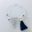 Clover Silver Bangle Bracelet with Feather | Pompom and Scented Pearl | Women's Silver Bracelet | Gift Jewelry | Feather Jewelry - Bracelet - British D'sire