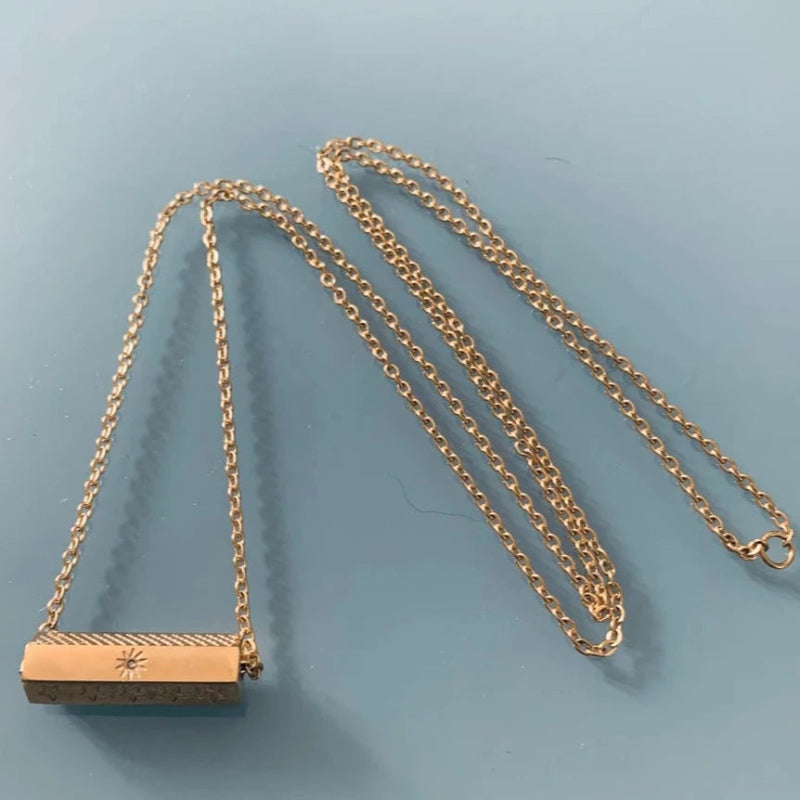 Clover Stainless Steel Cylinder Talisman Necklace | Gift Jewelry | Women's Gift | Gift Idea - Necklace - British D'sire Main image