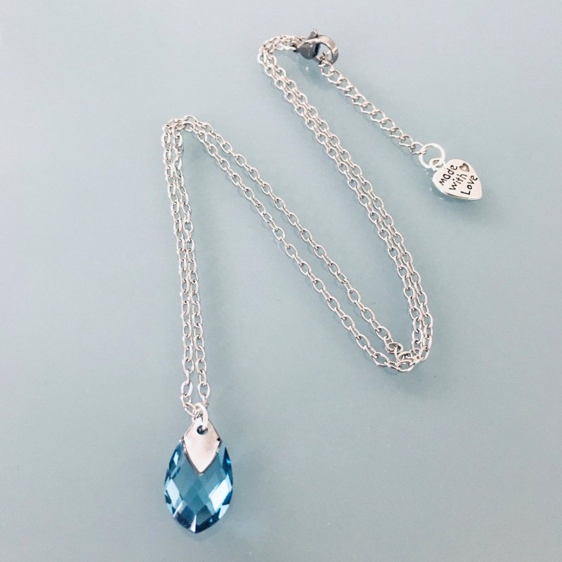 Clover Stainless Steel Navy High Necklace | Jewelry | Blue Stone Necklace | Aquamarine Jewel | Natural Stone | Lucky Charm | Christmas Gift - Necklace - British D'sire Main image