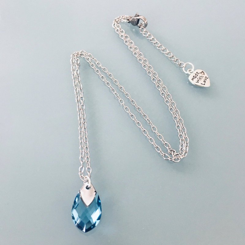 Clover Stainless Steel Navy High Necklace | Jewelry | Blue Stone Necklace | Aquamarine Jewel | Natural Stone | Lucky Charm | Christmas Gift - Necklace - British D'sire