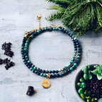 Clover Star Bracelet in African Turquoise | Women's Curb Bracelet with Magical Natural Stones and 24K Gold Plated Heishi Beads - bracelet - British D'sire