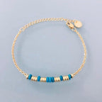 Clover Stone Bracelet | Natural Turquoise Stone Bracelet and Gold Heishi Pearls | Golden Bracelet | Stone Bracelet | Gift Jewelry - Bracelet - British D'sire