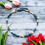 Clover Surfer Necklace With Green Jade Beads | Beads Necklace | Women's Gift | Gift Idea | Gift Jewerly - Bracelet - British D'sire