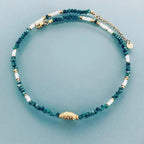 Clover Surfer Necklace With Green Jade Beads | Beads Necklace | Women's Gift | Gift Idea | Gift Jewerly - Bracelet - British D'sire