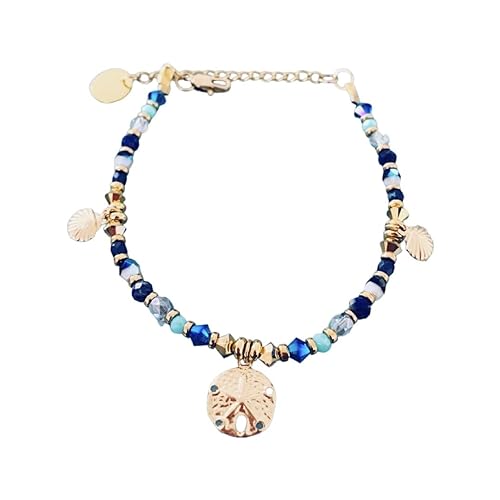 Clover Women's Bracelet With Shells | Swarovski Magic Natural Stones and 24K Gold Plated Heishi Pearls | Golden Bracelet | Gift Jewelry | Gold Women's Jewelry | Women's Gift idea | Gift jewelry - Bracelet - British D'sire