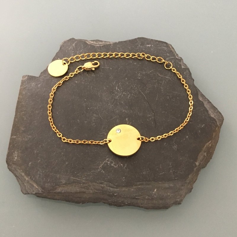 Clover Women's Curb Bracelet with Medal and Zirconium | Gold Bracelet | Zircon Bracelet | Gift Jewelry | Gold Women's Jewelry Christmas Gift Secondary image