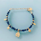 Clover Women's Gourmet Bracelet with Gold Plated Beads and Charms - Bracelet - British D'sire