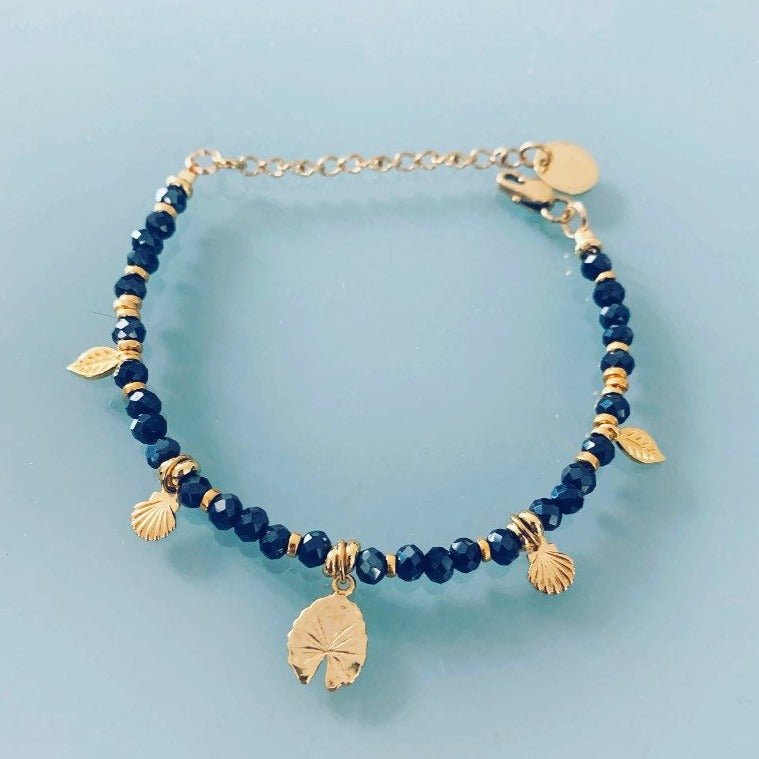 Clover Women's Gourmet Bracelet with Gold Plated Beads and Charms - Bracelet - British D'sire