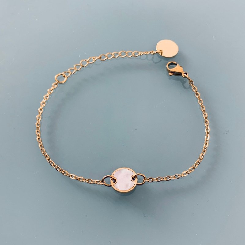Clover Women's Mother of Pearl Curb Bracelet in Stainless Steel - Bracelet - British D'sire Main image