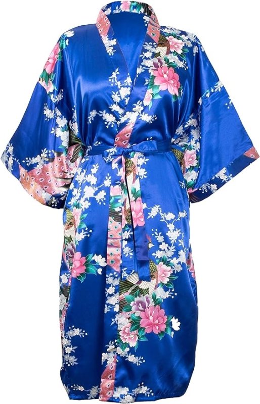 Collections Kimono Robe 16 Long Premium Peacock Colors Bridesmaid Shower Womens Gift - British D'sire