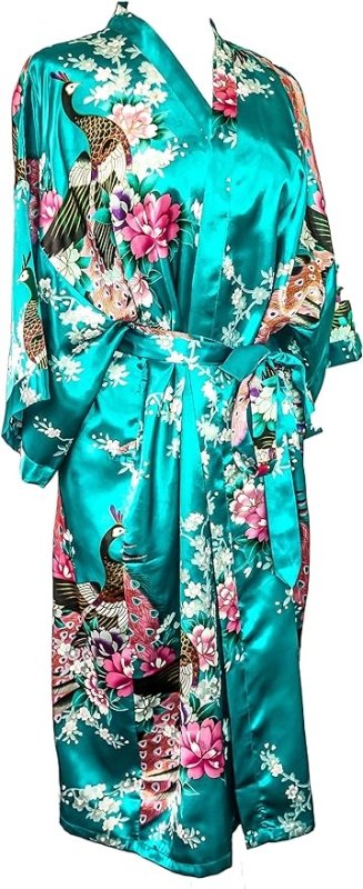 Collections Kimono Robe 16 Long Premium Peacock Colors Bridesmaid Shower Womens Gift - British D'sire Main image