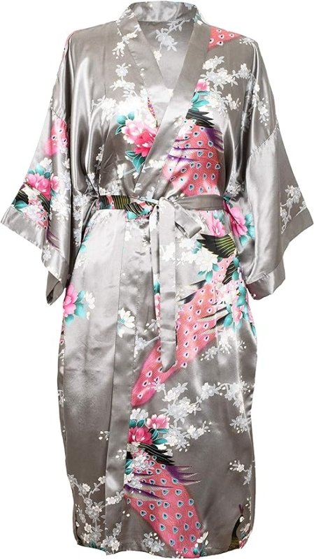 Collections Kimono Robe 16 Long Premium Peacock Colors Bridesmaid Shower Womens Gift - British D'sire