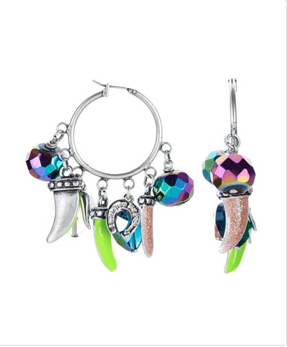Colorful Horn, Horseshoe, Heart Charm Hoop Earrings - Earrings - British D'sire