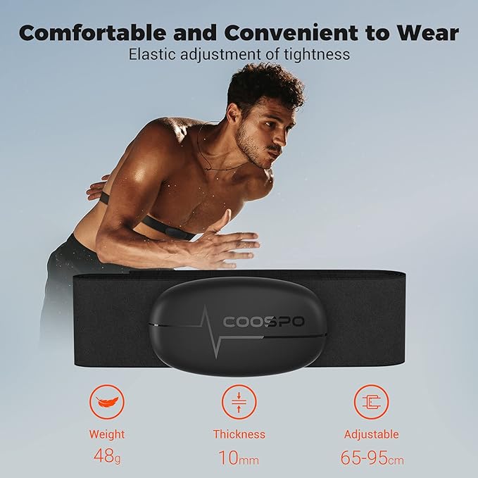 COOSPO Heart Rate Monitor Chest Strap, H6 HRM Bluetooth ANT+ HR