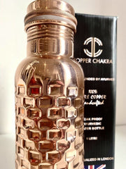 Copper Chakra Pure Copper Water Bottle 1l Copper Flask Superior Quality Hand Beaten Glossy - Bottles & Thermos - British D'sire
