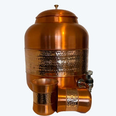 Copper Chakra Water Storage Vessel Water Dispenser 8L Flask Cools Water Pure Copper Pots - Bottles & Thermos - British D'sire