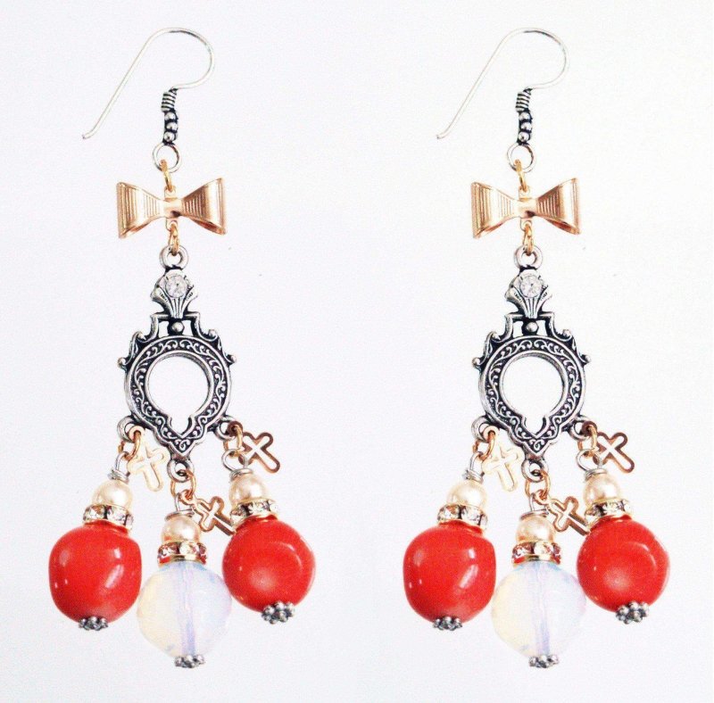 Coral chandelier earrings - Earrings - British D'sire