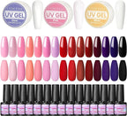 COSCELIA Gel Nail Beginner Kit Nail Polish Kit 15pcs U-V/LED Semi-Permanent Gel Nail Polish Kit with 36W Lamp for U-V Gel Nails for DIY Salon at Home - British D'sire