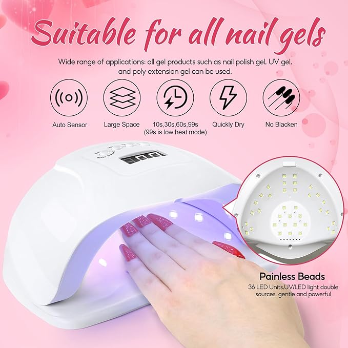 COSCELIA Gel Nail Polish Kit with Electric Nail File – 16 Colours Gel Polishes Set, 4 Colours Poly Nail Gel, 80W Nail Lamp, Nail Drill Starter Kit, Base & Matte Coat Gel Polish Manicure Tools Secondary image