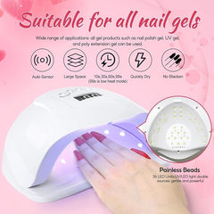 COSCELIA Gel Nail Polish Kit with Electric Nail File, 16 Colours Gel Polishes Set and 4 Colours Poly Nail Gel with 80W Nail Lamp Nail Drill Starter Kit Top Base Matte Coat Gel Polish Manicure Tools - British D'sire