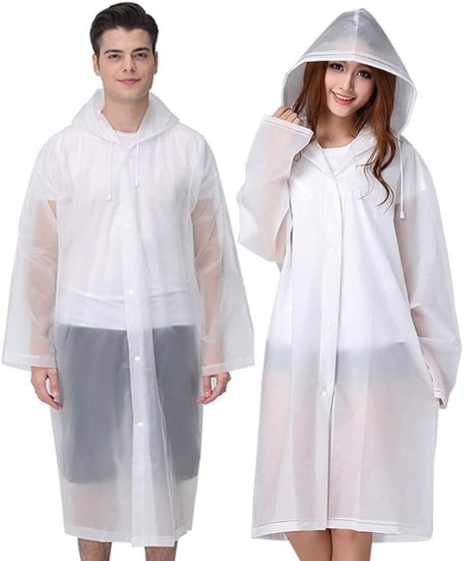 Cosowe Rain Poncho Raincoats for Adults, 2 Pack Reusable Rain Jacket Rainwear with Hoods and Sleeves, Waterproof for Emergency, Outdoors, Camping, Disney - British D'sire