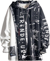 Covisoty Men‘s Hoodie Techwear Hip Hop Urban Streetwear Hoodies Print Patchwork Long Sleeve Pullover Japanese Sweatshirt Autumn Winte - British D'sire