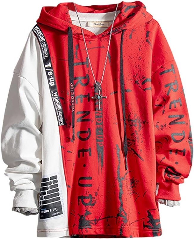Covisoty Men‘s Hoodie Techwear Hip Hop Urban Streetwear Hoodies Print Patchwork Long Sleeve Pullover Japanese Sweatshirt Autumn Winte - British D'sire