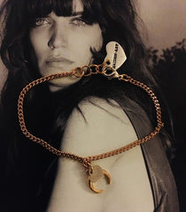 Crescent Moon and Heart Bracelet in Gold. - bracelet - British D'sire